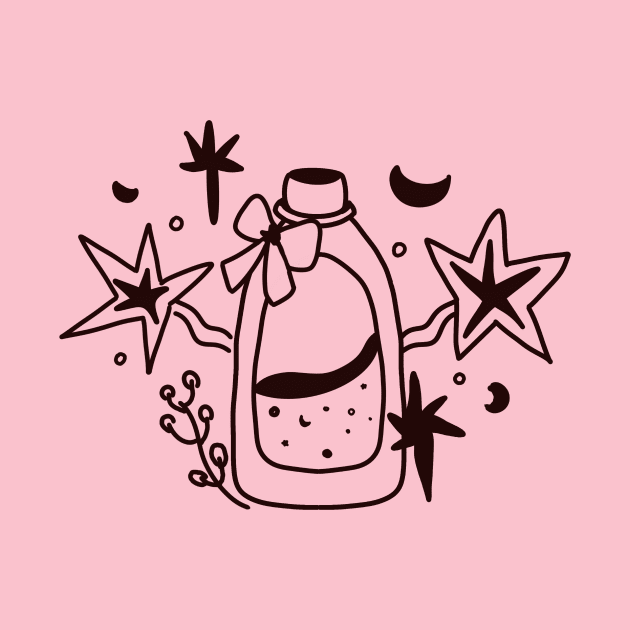 potion bottle and moon stars by dollyhuiart