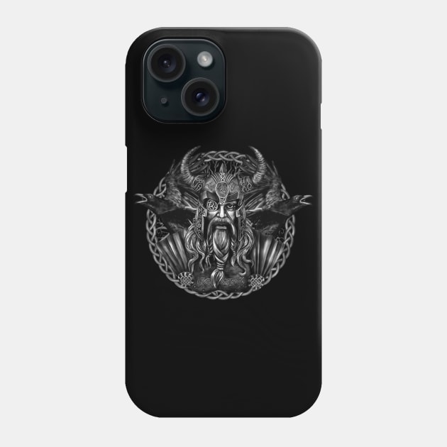 Odin and his ravens Huginn and Muninn Phone Case by Nartissima