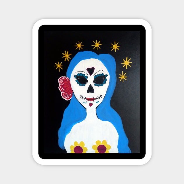 Cosmic Sugar Skull Girl Magnet by Cosmic Witch 