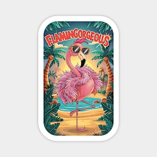 FLAMINGORGEOUS standing pink flamingo cartoon Magnet