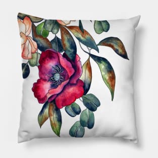 Burgundy Poppy Pillow