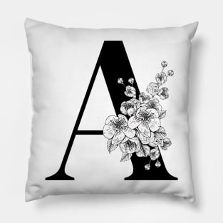 A alphabet Botanical cherry blossom sakura flowers Pillow