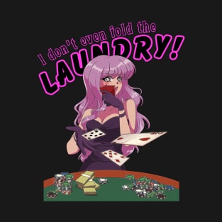 90's Retro Anime Woman Character Playing Poker T-Shirt