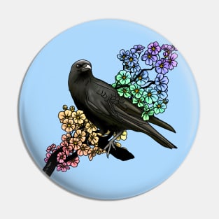 Crow in Rainbows Pin