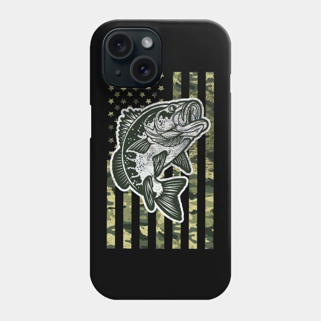 Bass Fishing American Camo USA Flag, Fisherman Gift - Bass Fishing Gifts  Funny Fishing - Phone Case