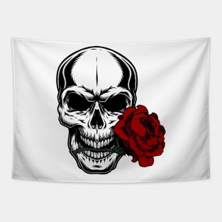SKULL WITH RED ROSE 03 Tapestry