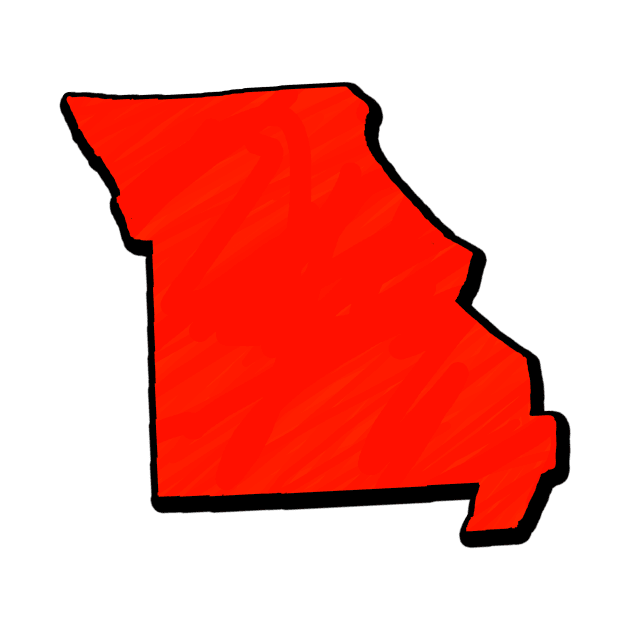 Bright Red Missouri Outline by Mookle