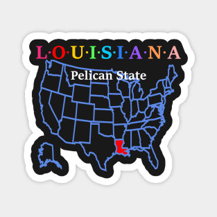 Louisiana, USA. Pelican State. With Map. Magnet