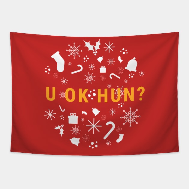 U ok Hun? Christmas Gift Tapestry by Printorzo