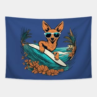 Cute surfing coyote gift ideas for kids and adults Tapestry