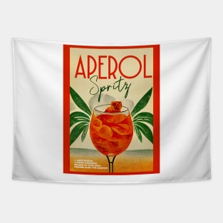 Retro Aperol Spritz Poster Tropic Homebar, Kitchen Bar Prints, Vintage Drinks, Recipe, Wall Art Tapestry