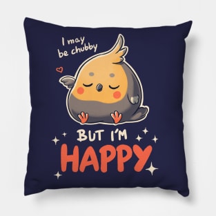 Happy Cockatiel // Chubby, Body Positive, Parrot Pillow
