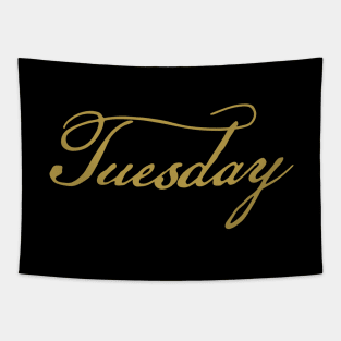 Tuesday Gold Script Typography Tapestry