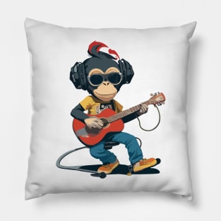 Monkey Play Guitar WIth Sunglasses Pillow