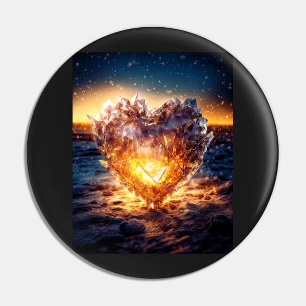 Crystal Heart With Fire Inside - Valentine Pin by jecphotography