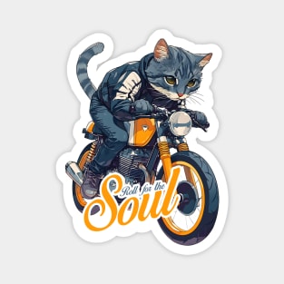 Cool cat riding motorbike Magnet