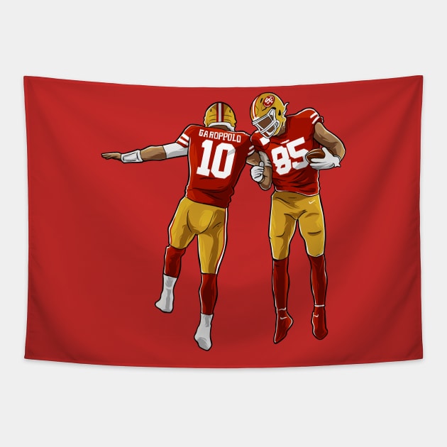 Jimmy Garoppolo x George Kittle San Francisco 49ers Tapestry by opoyostudio