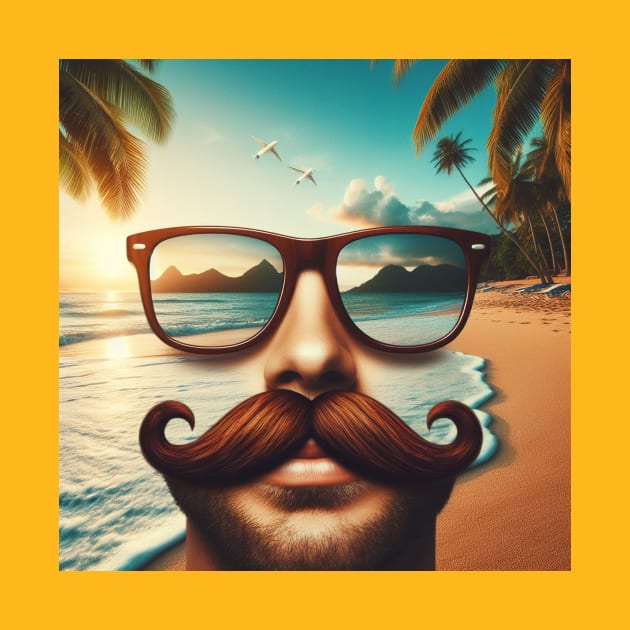 Mustache on a Beach Vacation by Donut Duster Designs