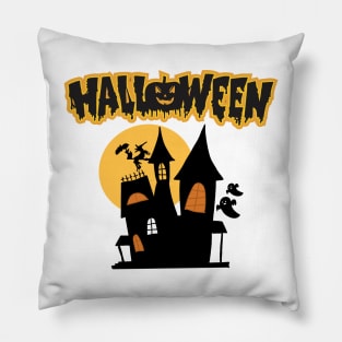 Halloween horrifying house Pillow