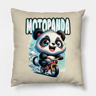 Meet MotoPanda - The Smiling Panda on Wheels Pillow