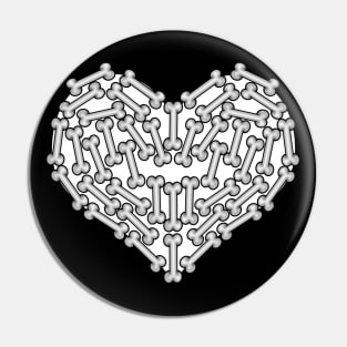 White Heart made of Bones - Bone Heart Pin