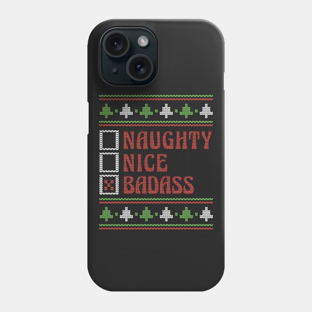 Retro Naughty Nice Badass // Ugly Xmas Sweater Style Phone Case by Now Boarding