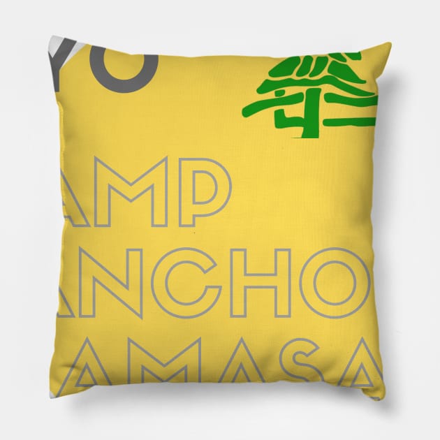 Yellow Camp Circle Pillow by Camp Rancho Merch