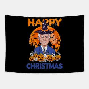 Funny Joe Biden Halloween Happy Christmas Witch Hat Anti Biden Tapestry