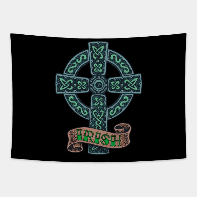 Celtic Cross Irish St Patrick's Day Tapestry by BlackRavenOath
