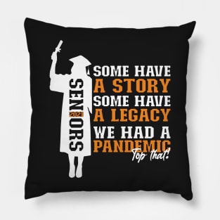 Pandemic Graduation | White And Orange Text Funny Graduation Pillow