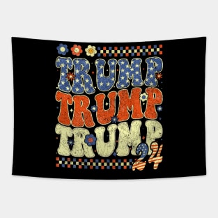 Trump Trump Trump 2024 Retro Groovy Tapestry