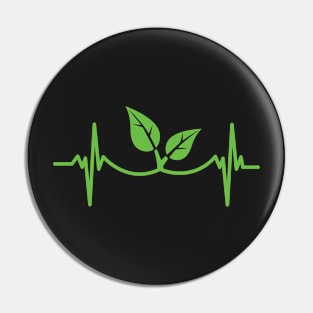 Heartbeat Plant Heartbeat, Pulse Green, Vegan, Frequency Wave Planet Pin