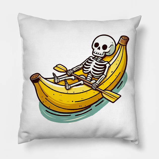 Funny Skeleton On Banana Canoe Pillow by fikriamrullah