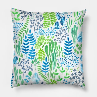 Watercolor floral doodles white Pillow