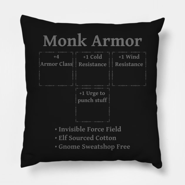 Monk Armor: Role Playing DND 5e Pathfinder RPG Tabletop RNG Pillow by rayrayray90