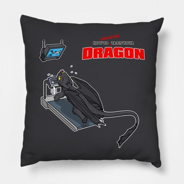 Cute Funny Dragon Training Gym Workout Cartoon Pillow by BoggsNicolas