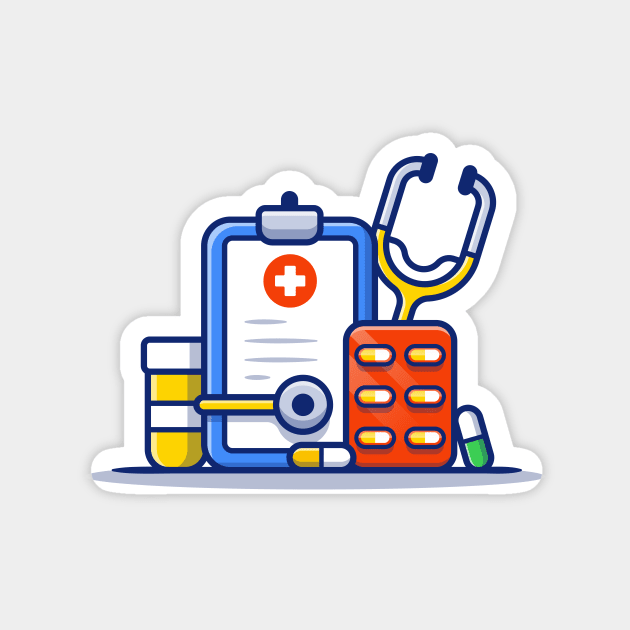 Clipboard, Stethoscope, Jar And Pills Strip Magnet by Catalyst Labs