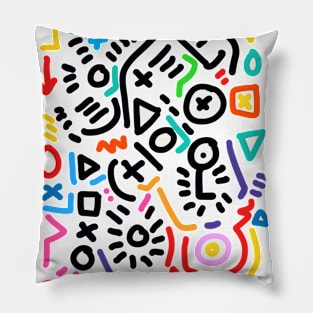 Graffiti Doodles Symbols Art Pillow