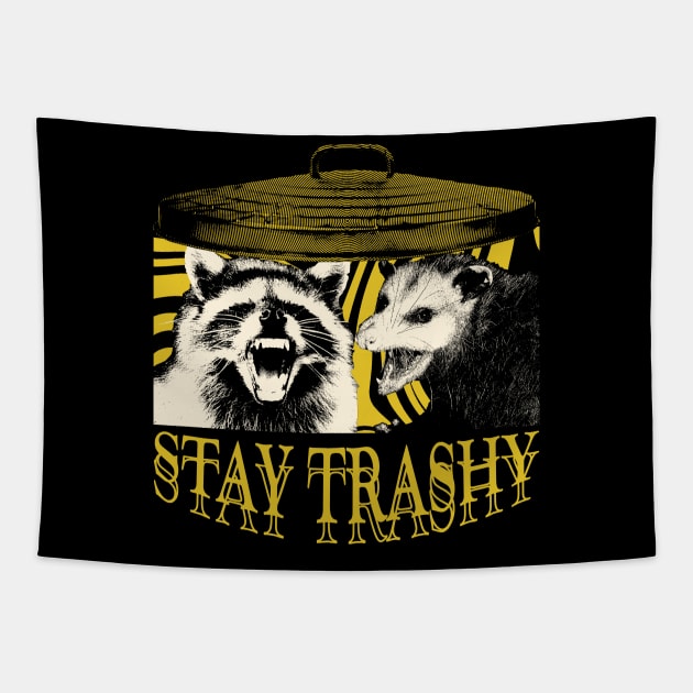 Stay Trashy Raccoon Opossum Tapestry by giovanniiiii