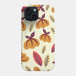 Cosy autumn pattern, with falling leaves and pumpkins Phone Case