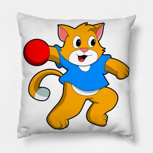 Cat as Handball player with handball Pillow