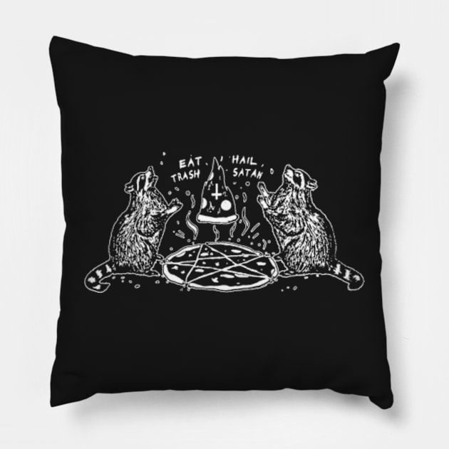 Eat Trash Hail Satan Raccoon Pentagram Satanic Garbage Gang T-Shirt Pillow by YolandaRoberts