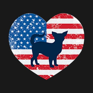 American Flag Heart Love Chihuahua Usa Patriotic 4Th Of July T-Shirt