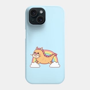 Cute Yellow Dragon Flying Among The Clouds And Rainbow Phone Case