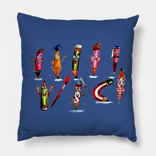 Funny Pencil Watercolor Pillow