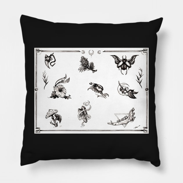 Flash Tattoo Design Pillow by IrenesGoodies