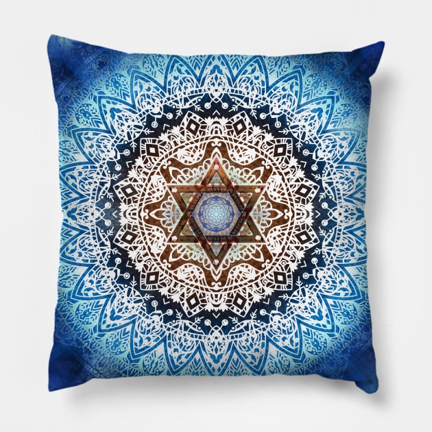 Cold David magen mandala Pillow by MCAshe spiritual art 