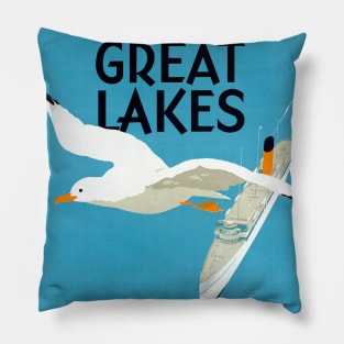 Vintage Travel Poster Canada Great Lakes Pillow