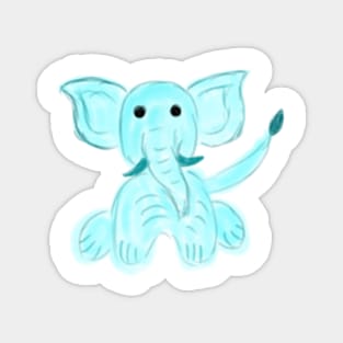 Blue baby elephant watercolor art Magnet