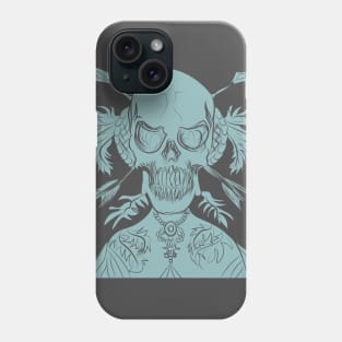 Indian skull green Phone Case